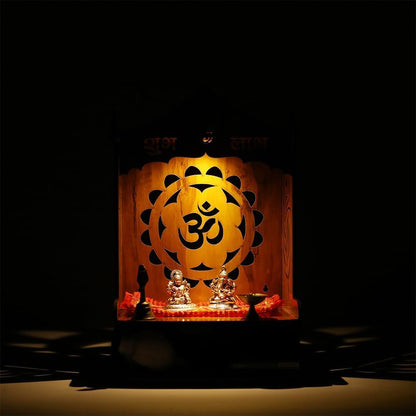 Wooden Puja Mandir for Home l Om & Shubh Labh Design