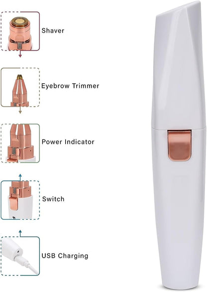 2-in-1 Rechargeable Eyebrow Trimmer & Facial Hair Remover for Women