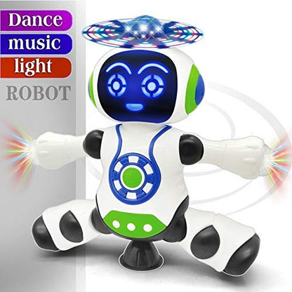 Dancing Robot Toy for Kids with Music, 3D Lights & 360° Rotation