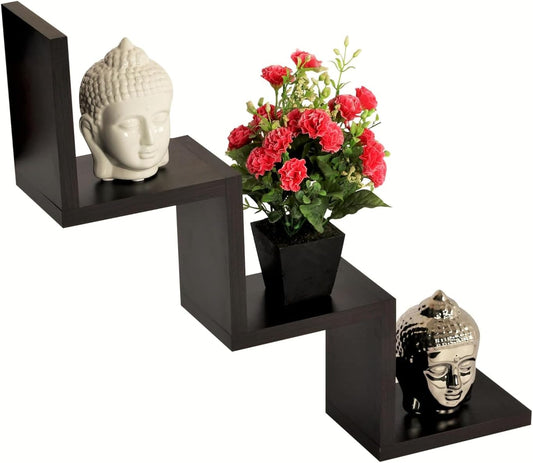 Wall Mounted Floating Shelf Display Rack | Wenge Wood Finish