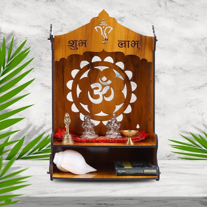 Wooden Puja Mandir for Home l Om & Shubh Labh Design