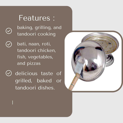Aluminium Bati Maker Oven | Gas Tandoor, BBQ Griller & Pizza Maker
