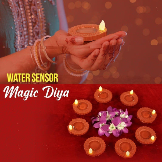12 Pcs Water Sensor LED Diyas | Flameless Lights for Diwali & Home Decor