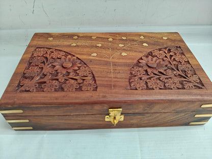 Handcrafted Wooden Jewellery Box for Women | 10x6 Inch Carved Organizer
