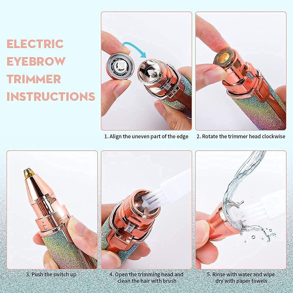 Portable Eyebrow Trimmer for Women | Facial Hair Remover with Light