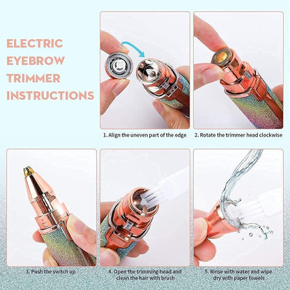 Portable Eyebrow Trimmer for Women | Facial Hair Remover with Light