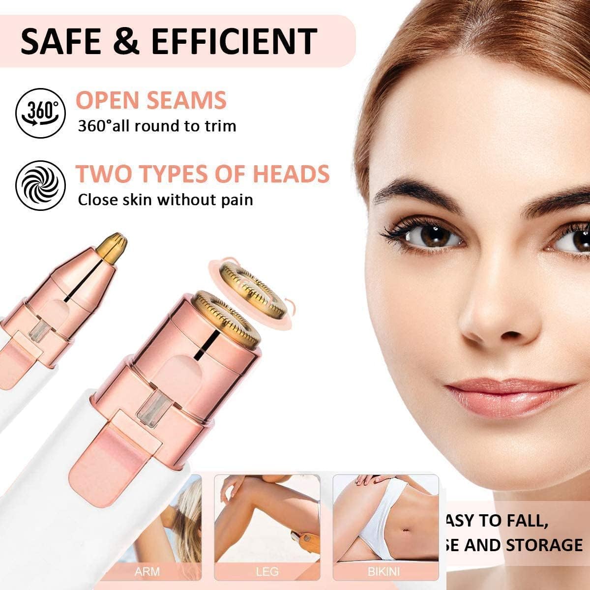 2-in-1 Rechargeable Eyebrow Trimmer & Facial Hair Remover for Women
