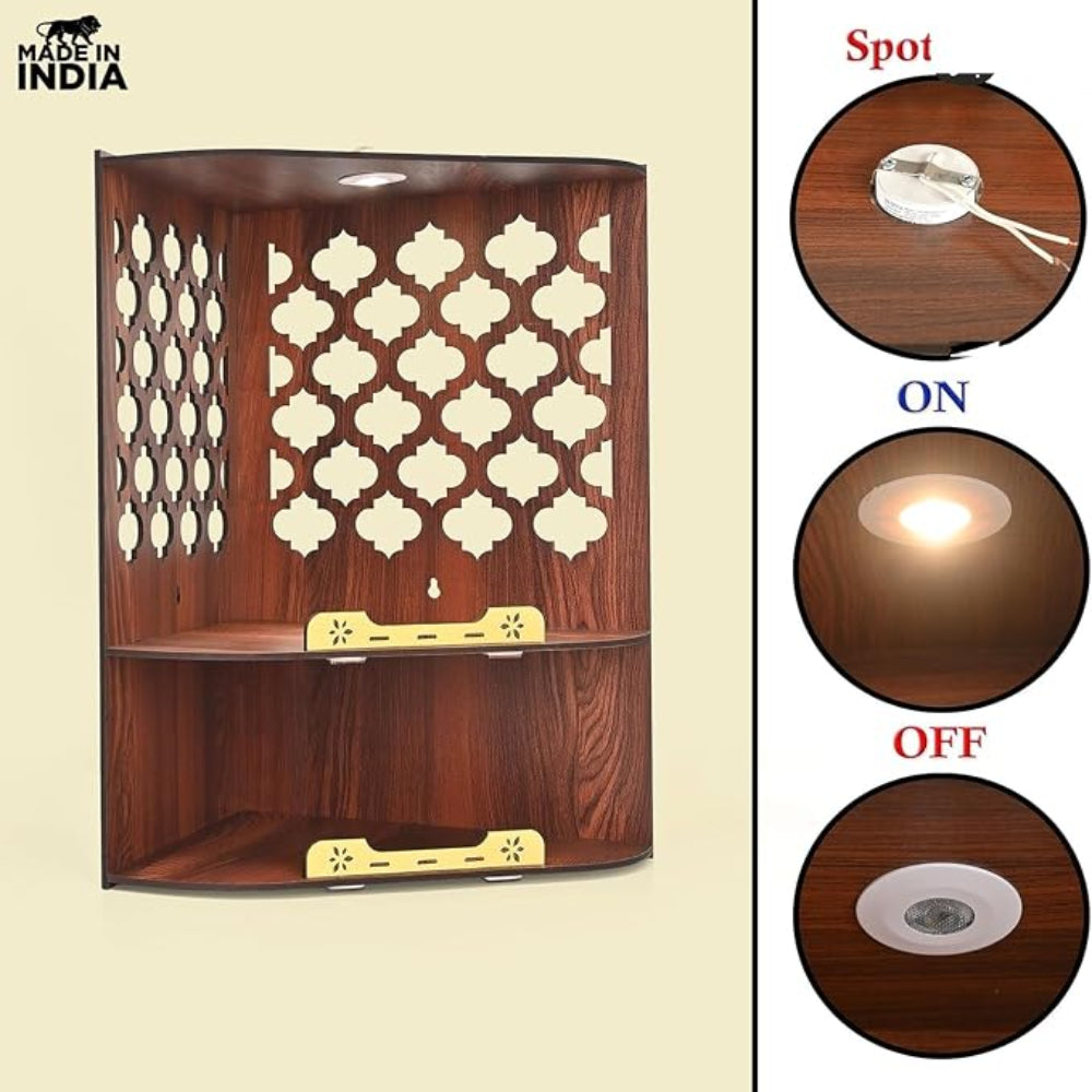 Wooden Temple for Home Wall with LED Light 
