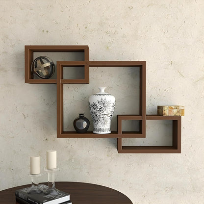 Wood Wall Shelf,Glossy Finish,Set of 3 (Orange)