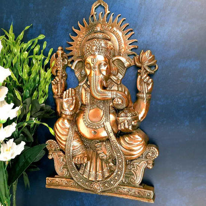Ganesh Wall Hanging Murti 20 Inch | Ganesha Sun Wall Decor for Home Entrance