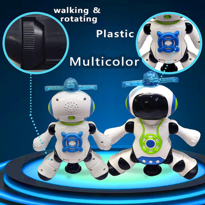 Dancing Robot Toy for Kids with Music, 3D Lights & 360° Rotation