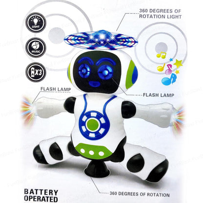 Dancing Robot Toy for Kids with Music, 3D Lights & 360° Rotation