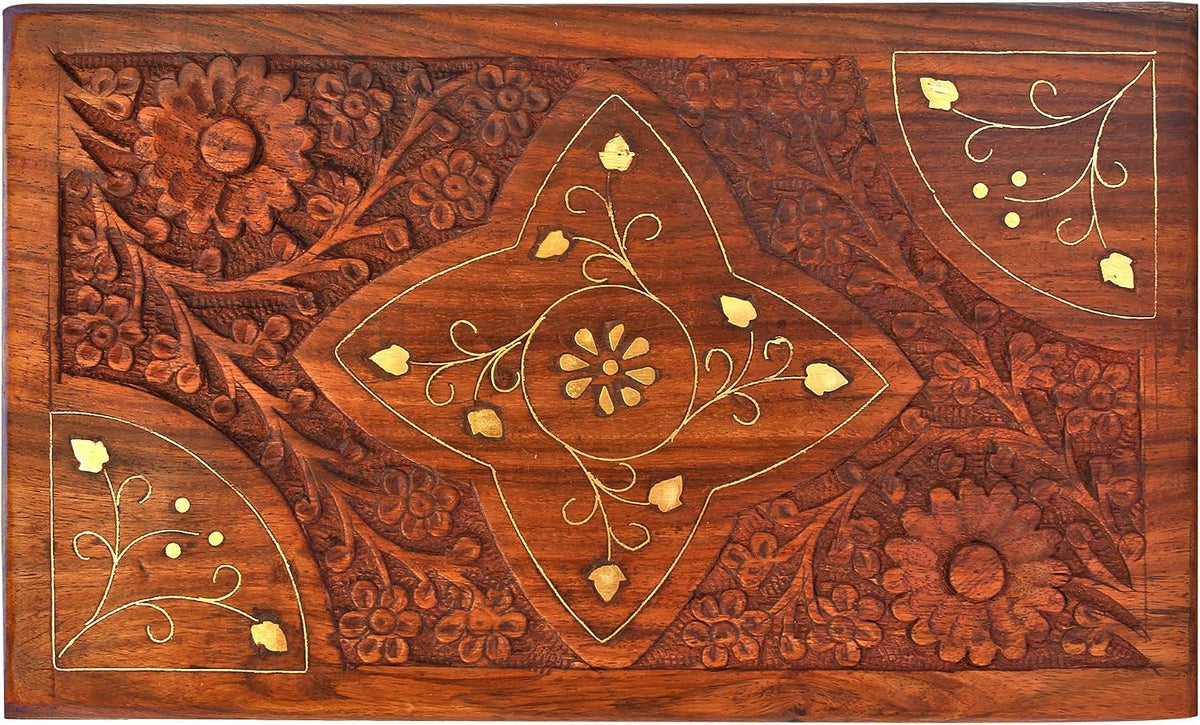 Handcrafted Wooden Jewellery Box for Women | 10x6 Inch Carved Organizer