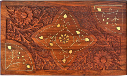 Handcrafted Wooden Jewellery Box for Women | 10x6 Inch Carved Organizer