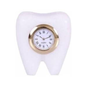 Tooth Shape Dentist Desk Marbel Table Clock for Decor and Paper Weight