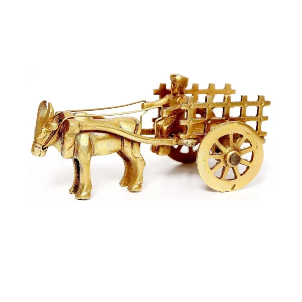 Brass Vintage Bullock Cart with Farmer