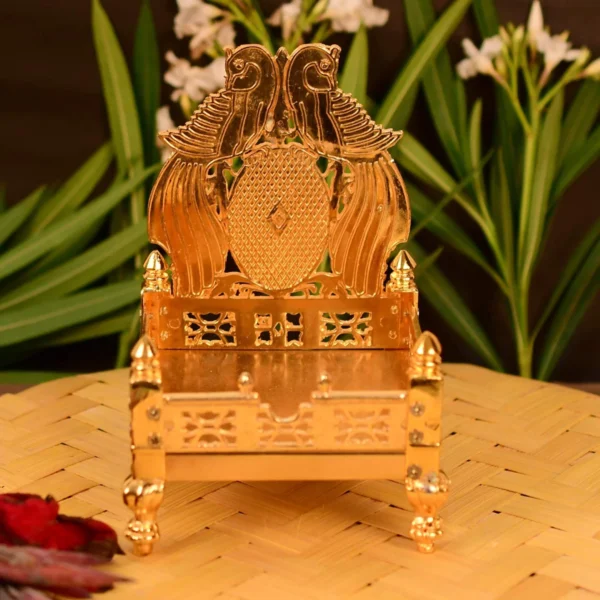 Metal Gold Plated ladoo Gopal Singhasan