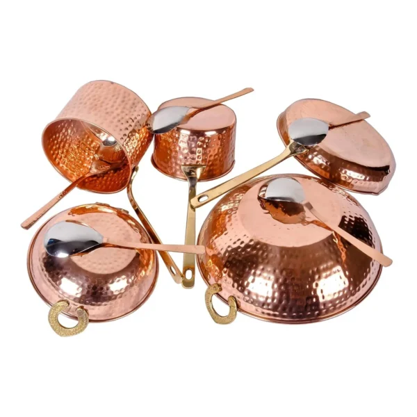 Pure Copper Cookware Set 10 Piece Set with Serving Spoon