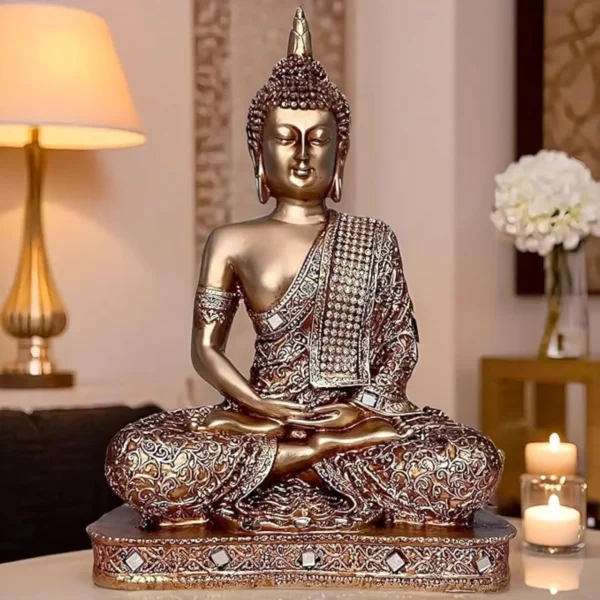 Polyresin Sitting Buddha Idol Statue Showpiece for Home Decor Decoration Gift