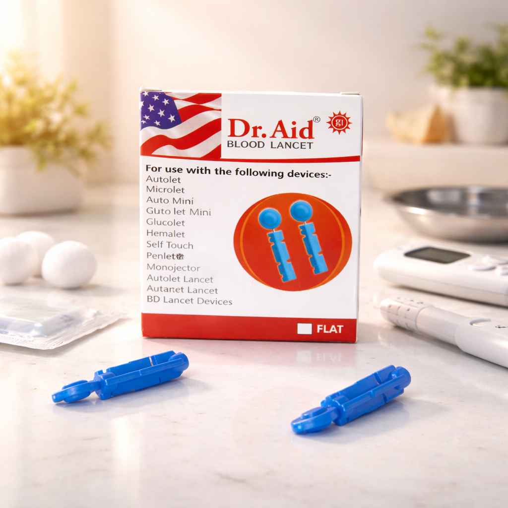 Blood Lancets for Testing, 100 Round Needles, Blue - Image 2