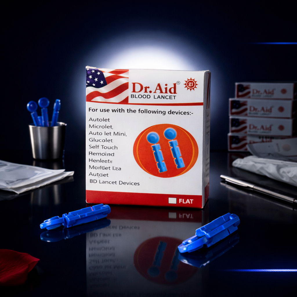 Blood Lancets for Testing, 100 Round Needles, Blue - Image 3