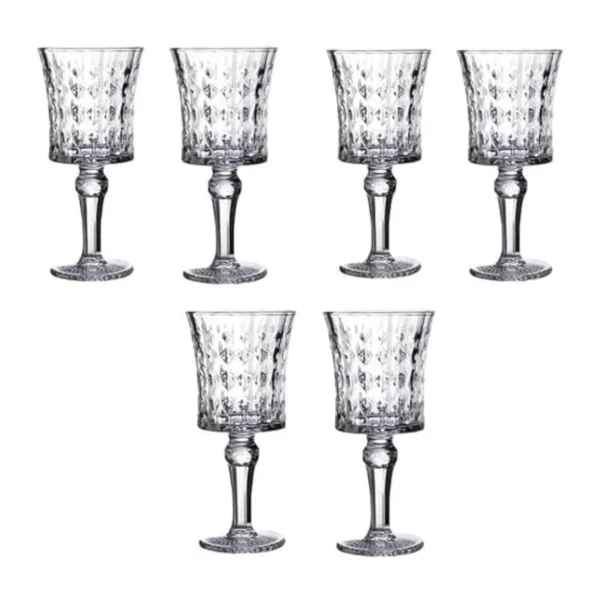 Checkered Red Wine Glass Set (170ml, 6 Pcs)