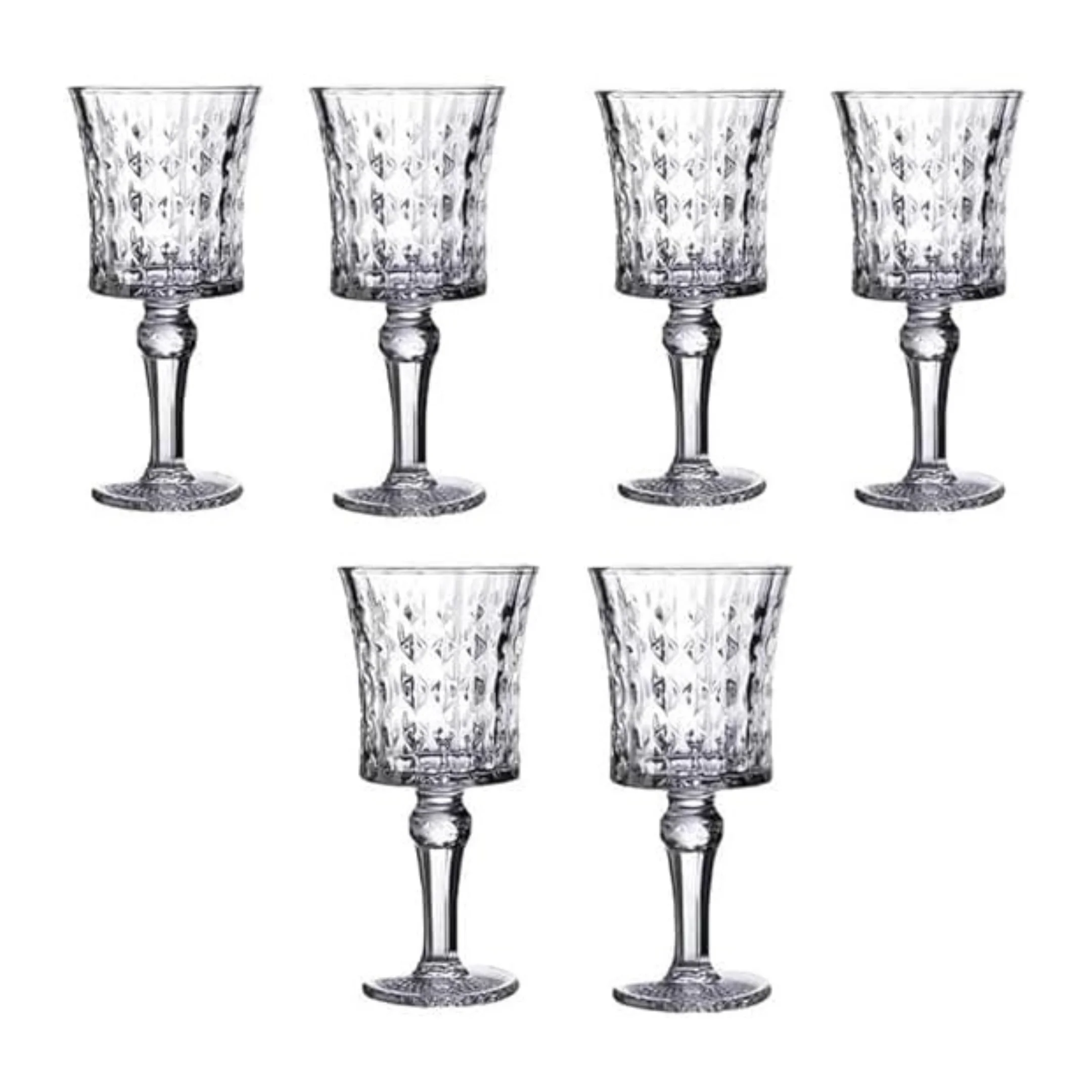 Checkered Red Wine Glass Set (170ml, 6 Pcs)
