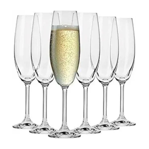 Crystal Champagne Flute Glass Set (170ml, 6 Pcs)