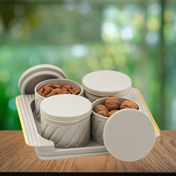 Unbreakable Airtight Dry Fruit Container Set (4 Pcs, Ivory)