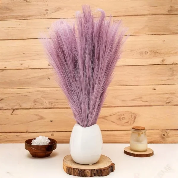 Faux Pampas Grass Flowers Light Purple (3 Pcs)
