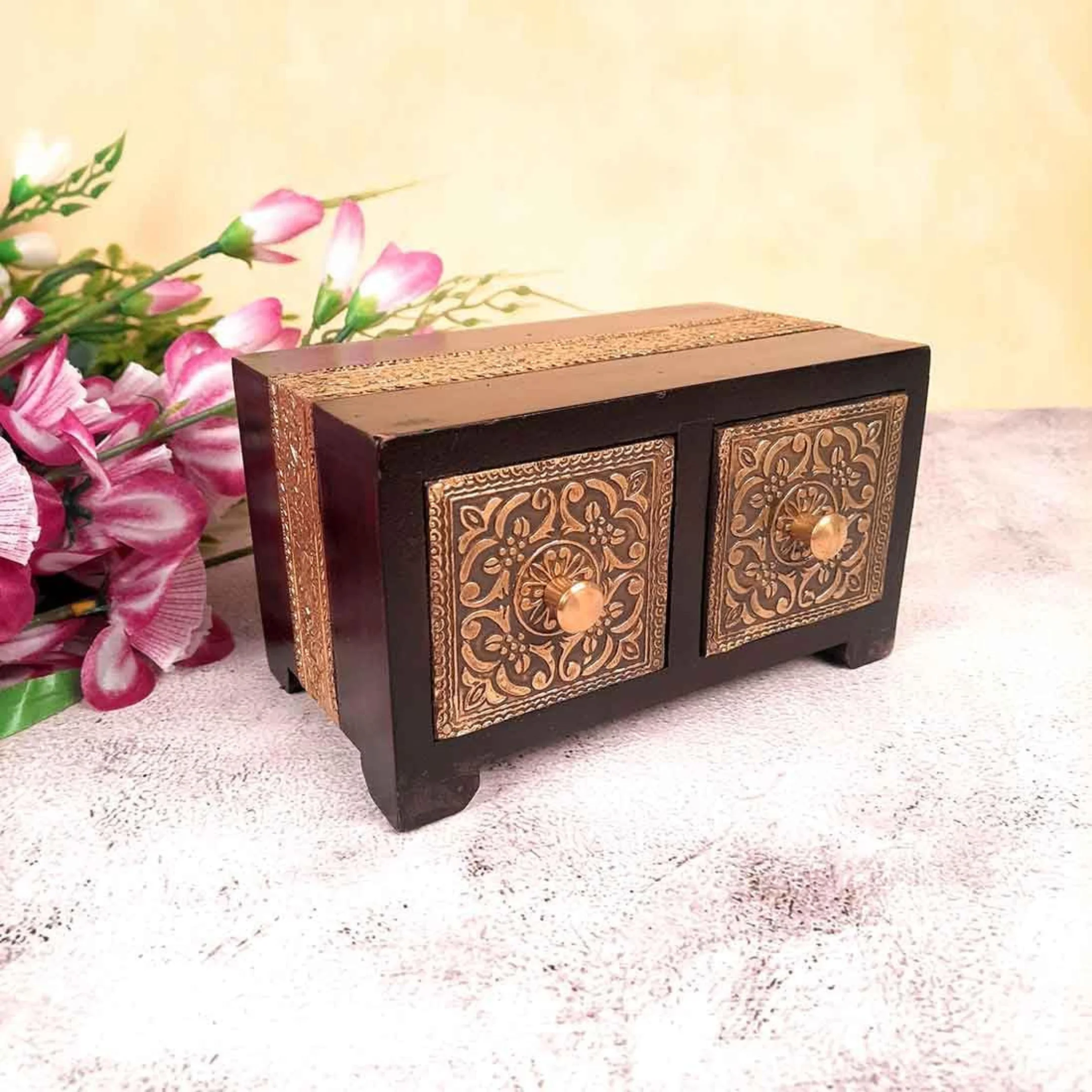 Antique Brass Jewelry Box (7 Inch)