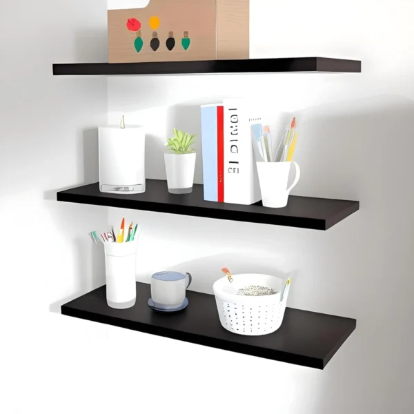 Wall Mounted Floating Shelves Set (3 Pcs, Black)