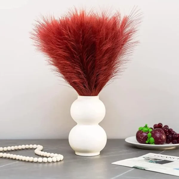 Faux Pampas Grass Flowers Dark Red (3 Pcs)